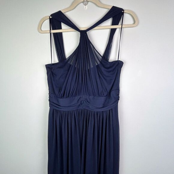 Birdy Grey Chiffon Dress Navy Blue Floor Length Maxi Bridesmaid Ball Gown Prom M - Picture 3 of 16